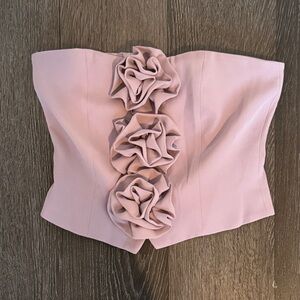 Endless Rose Pink Strapless Top with Floral Accents - Never Worn!